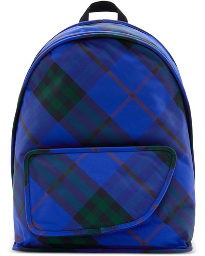 Burberry Shield Vintage Check-print Backpack - Blue