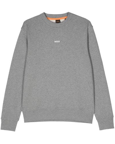 BOSS Logo-rubberised Cotton Sweatshirt - Grey