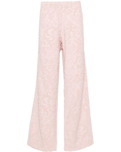 Martine Rose Patterned-jacquard Towelling Trousers - Pink