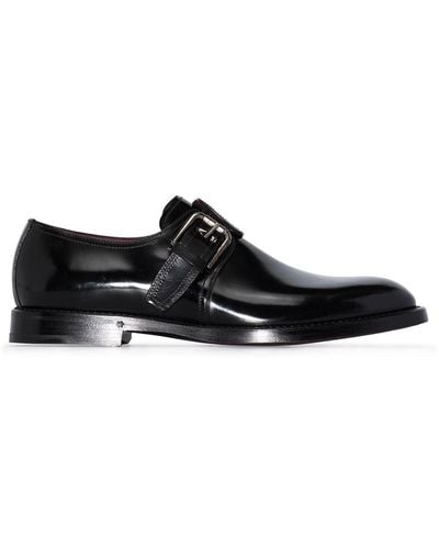 Dolce & Gabbana Buckled Leather Monk Shoes - Black