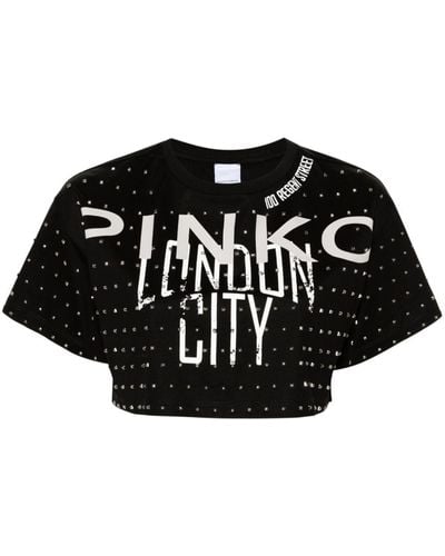 Pinko Bomba クロップド Tシャツ - ブラック
