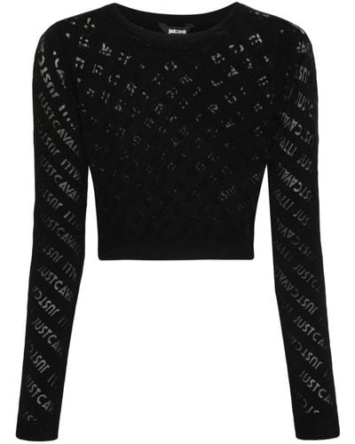 Just Cavalli Logo-print Knitted Top - Black