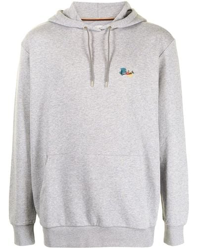 Paul Smith Abstract-print Cotton-blend Hoodie - Gray