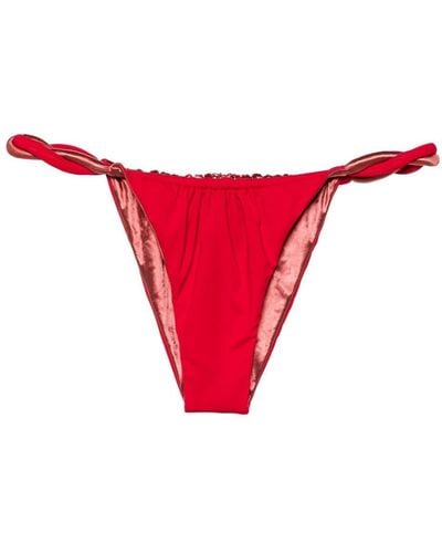 Isa Boulder Chunky Rope Reversible Bikini Bottoms - Red