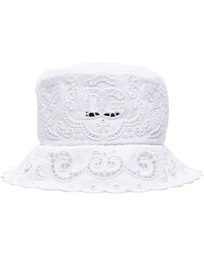 Dolce & Gabbana Sombrero de pescador con bordado inglés - Blanco
