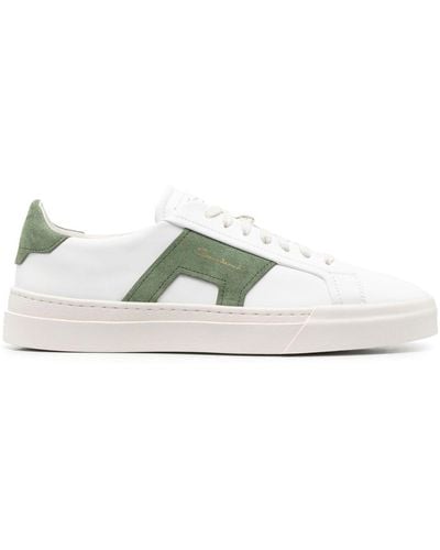Santoni Double Buckle Low-top Leather Sneakers - White