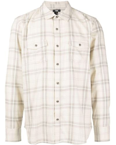 PAIGE Evertt Check-print Long-sleeve Shirt - Natural