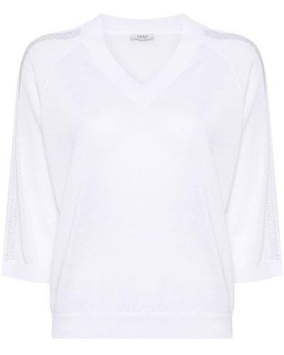 Peserico Beaded Fine-knit Sweater - White