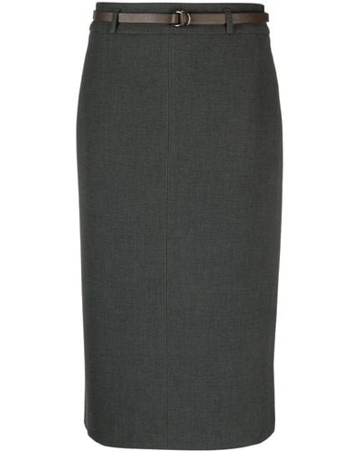 Peserico Belted High-waist Skirt - Grey