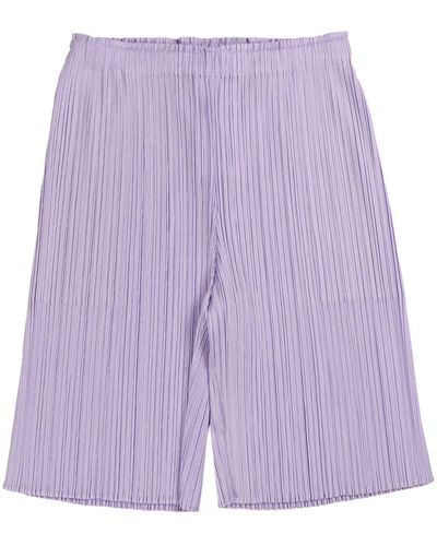 Pleats Please Issey Miyake Fully-pleated Shorts - Purple