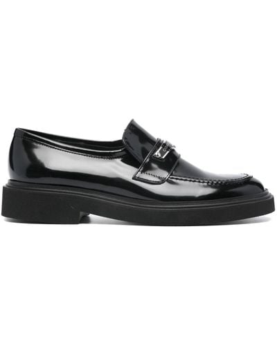 Casadei Spazzolato Leather Loafers - Black