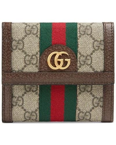 Gucci Ophidia Brieftasche Mit Überschlag Und GG - Braun