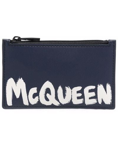 Alexander McQueen Cartera con logo y cremallera - Azul