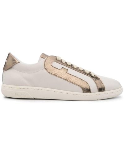 Furla Twist Arch-motif Leather Trainers - Natural