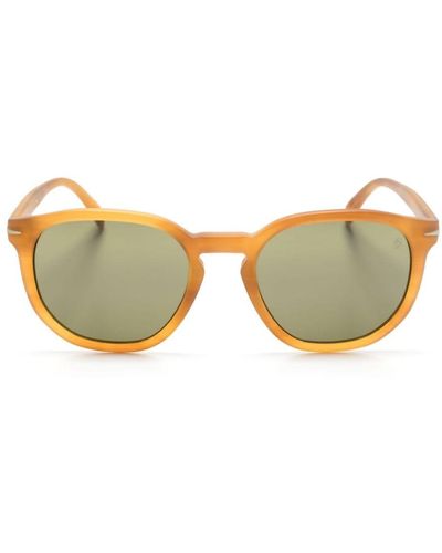 David Beckham Lens-decal Round-frame Sunglasses - Yellow