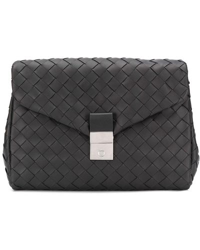 Bottega Veneta Clutch mit Intrecciato-Muster - Schwarz