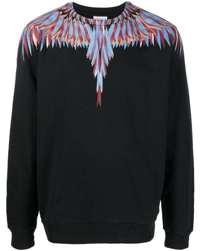 Marcelo Burlon Wings-print Crew Neck Sweatshirt - Black