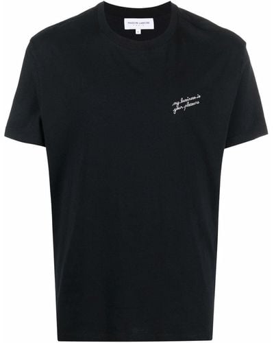 Maison Labiche Embroidered Slogan T-shirt - Black