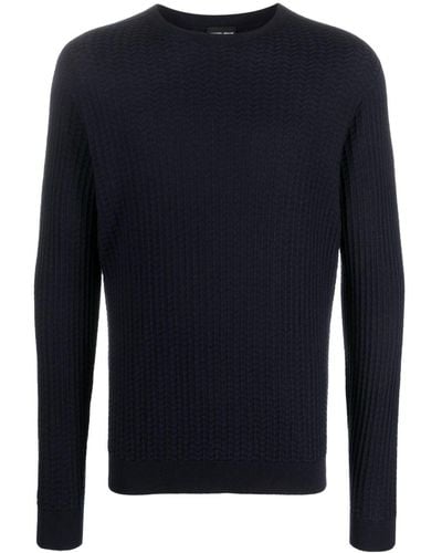 Giorgio Armani Sweatshirt mit Rundhalsausschnitt - Blau