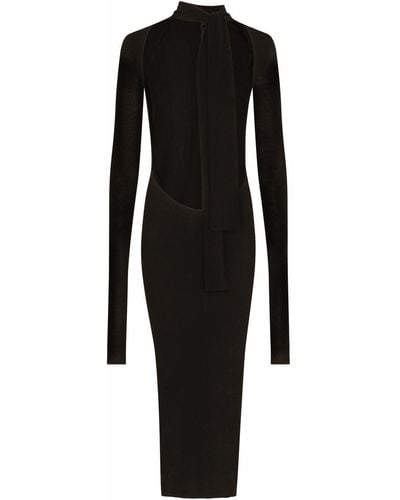 Dolce & Gabbana Pussy-bow Midi Dress - Black