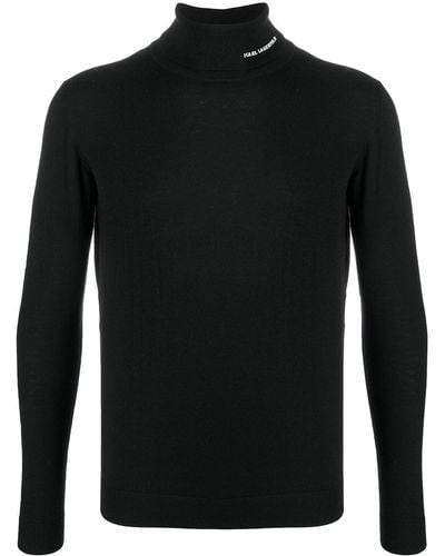 Karl Lagerfeld Logo-print Roll Neck Sweater - Black