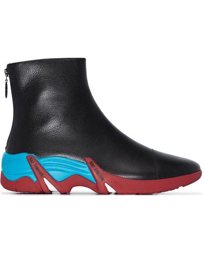 Raf Simons Cyclon レザー ハイカットスニーカー - ブラック