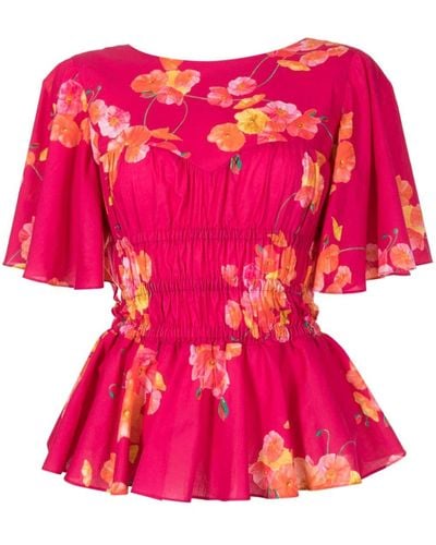 Isolda Blusa Papoula a fiori - Rosa