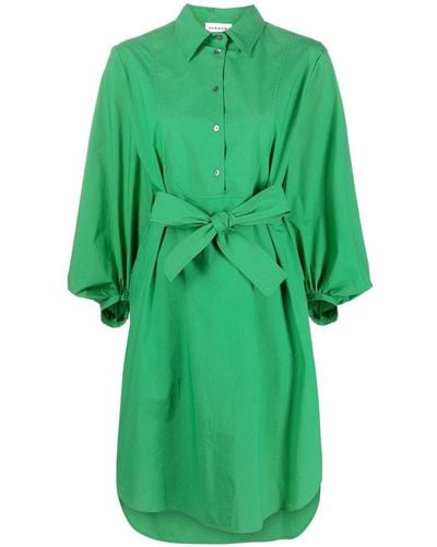 P.A.R.O.S.H. Belted Cotton Shirt Dress - Green