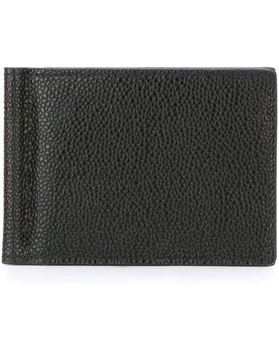 Thom Browne Money Clip Wallet In Black Pebble Grain - Nero
