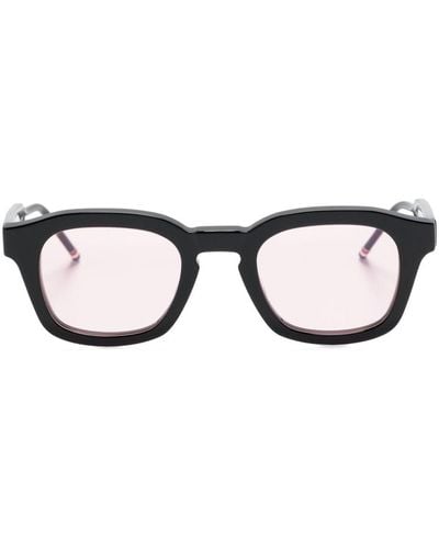 Thom Browne Rwb-stripe Square-frame Sunglasses - Black