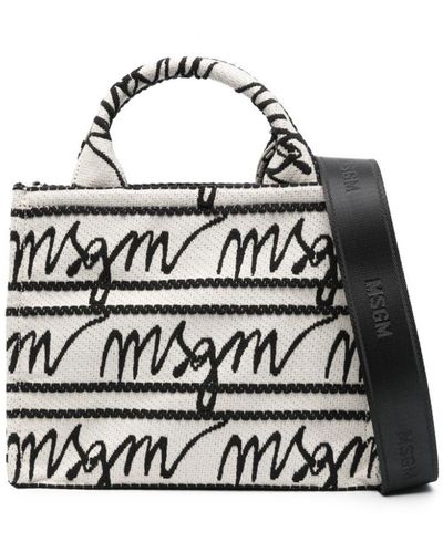 MSGM Bolso shopper con logo en jacquard - Neutro