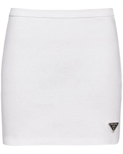 Prada Minifalda con logo triangular - Blanco