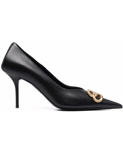 Balenciaga Zapatos de tacón con placa del logo - Negro