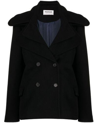 Monse Double-collar Double-breasted Coat - Black