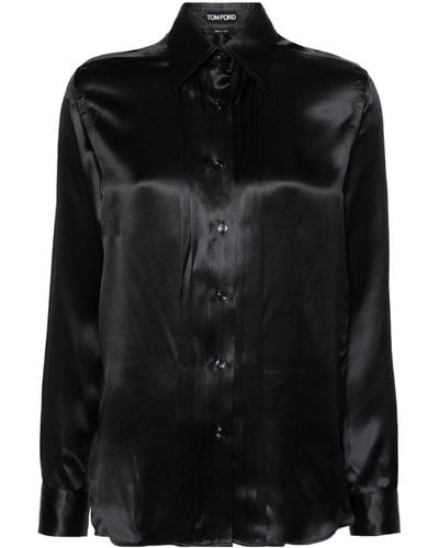 Tom Ford Hemd aus Seidensatin - Schwarz