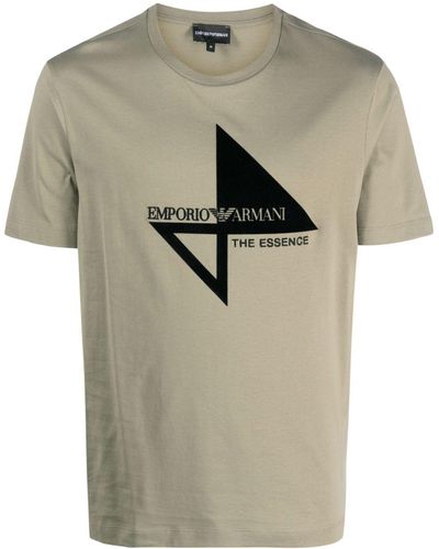 Emporio Armani T-shirt en coton à logo brodé - Gris