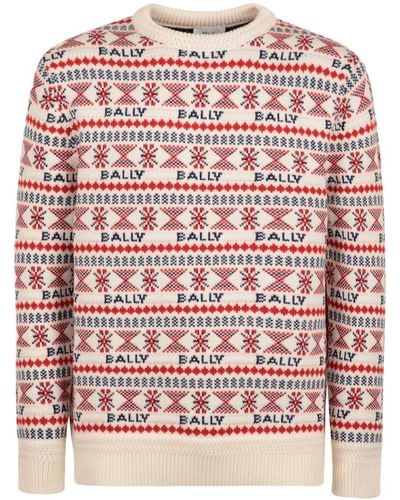 Bally Patterned-intarsia Wool Sweater - Red