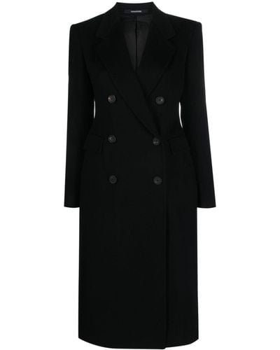 Tagliatore Double-breasted Notched Coat - Black