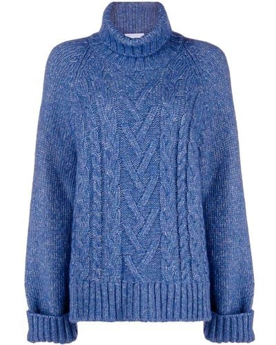 Ganni Oversized-Pullover mit Zopfmuster - Blau