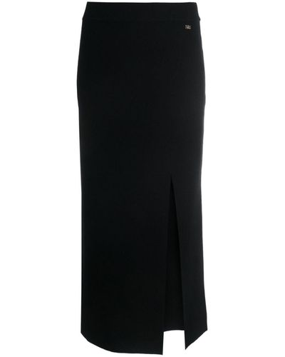 Sonia Rykiel Knitted Side-slit Midi Skirt - Black