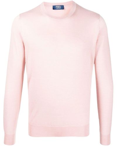 Fedeli Ribbed Crew Neck Sweater - Pink