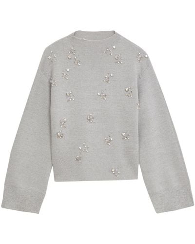 3.1 Phillip Lim Crystal-embellished Merino Wool Sweater - Grey
