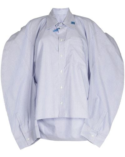 Maison Mihara Yasuhiro Striped Wide-sleeves Cotton Shirt - Blue