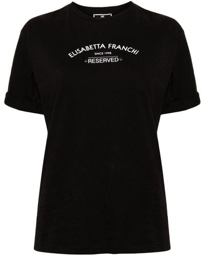 Elisabetta Franchi T-shirt en coton à logo imprimé - Noir
