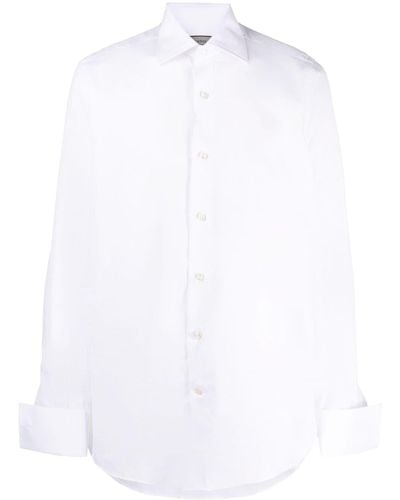 Canali Spread-collar Cotton Shirt - White