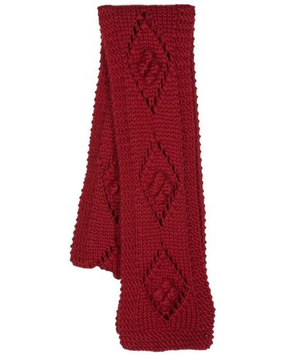 Concepto Diamond-pattern Wool Scarf - Red