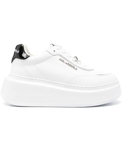 Karl Lagerfeld Anakapri Brooch Leather Sneakers - White