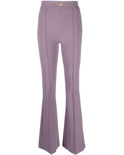Elisabetta Franchi Horsebit-detail Crepe-texture Flared Pants - Purple