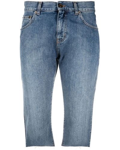 Saint Laurent Knielange Jeans-Shorts - Blau