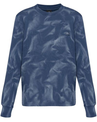 PS by Paul Smith Bleached Effect Organic Cotton Sweater - Blue